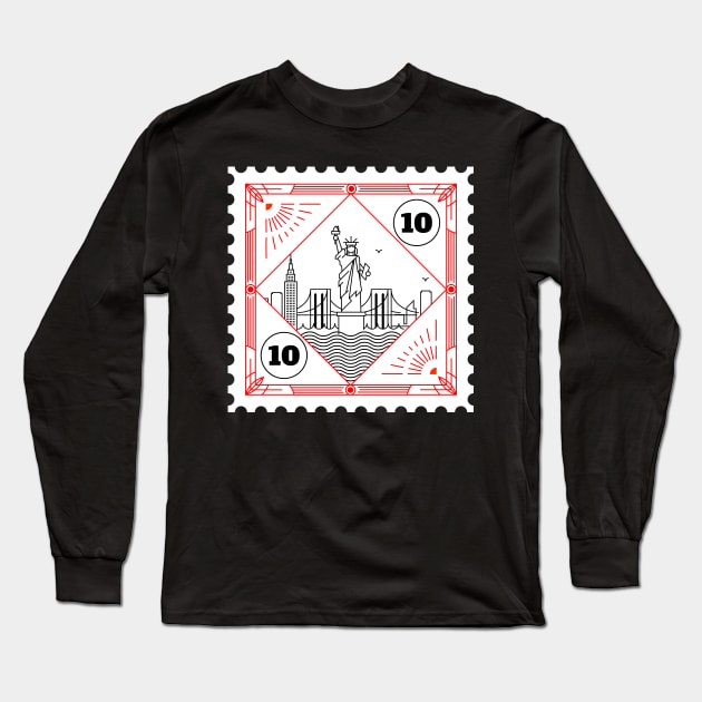 New York Stamp Design Long Sleeve T-Shirt by kursatunsal